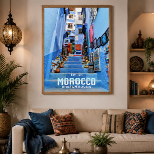 Mooie Marokkaanse Chefchaouen Blauwe Noordelijke S Poster