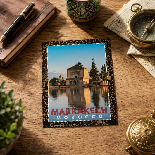 Mooie Marokkaanse Marrakech Menara-architectuur Briefkaart