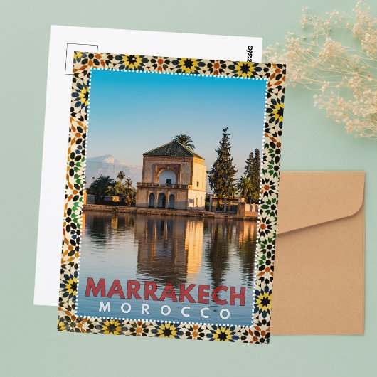 Mooie Marokkaanse Marrakech Menara architectuur Briefkaart