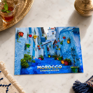 Mooie Marokkaanse Noord Medina Blauwe Stad  Briefkaart
