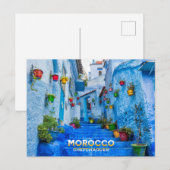 Mooie Marokkaanse Noord-Medina Blauwe Stad Briefkaart (Voorkant / Achterkant)