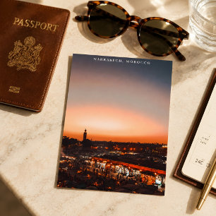 Mooie Marrakech Rode Medina Zonsondergang Briefkaart