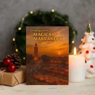 Mooie Marrakech Zonsondergang Uitzicht Koutoubia P Briefkaart