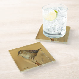 Mooie Marsh Wren Songbird in de moerassen Glazen Onderzetter