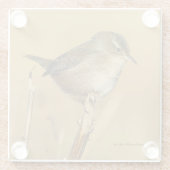 Mooie Marsh Wren Songbird in de moerassen Glazen Onderzetter (Achterkant)