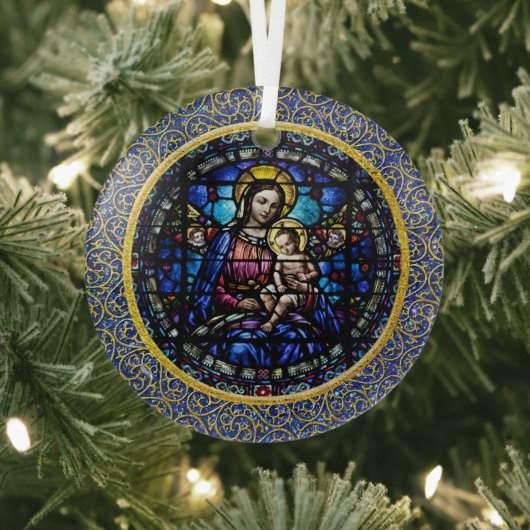 Mooie Mary en Baby Jesus Glas Ornament (Insitu)