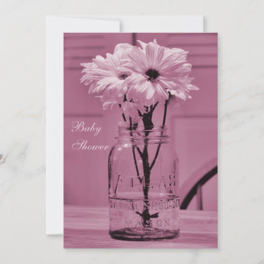 Mooie Mason Jar & Daisies Pink Baby shower Kaart (Voorkant)