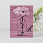 Mooie Mason Jar & Daisies Pink Baby shower Kaart (Staand voorkant)