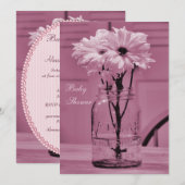 Mooie Mason Jar & Daisies Pink Baby shower Kaart (Voorkant / Achterkant)