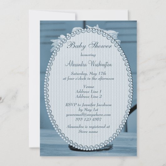 Mooie Mason Jar en Daisies Blue Baby shower Kaart (Achterkant)