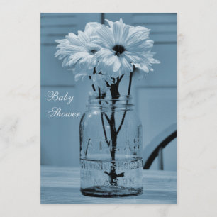 Mooie Mason Jar en Daisies Blue Baby shower Kaart