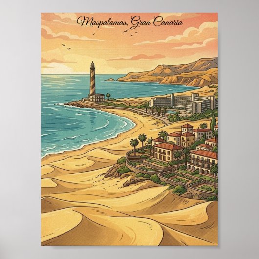 Mooie Maspalomas Gran Canaria Duinen Landschap Poster (Voorkant)