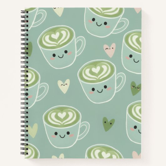 Mooie Matcha Latte Pastelgroene Spiraal Notebook Notitieboek (Voorkant)
