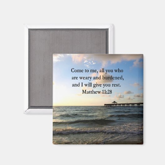 MOOIE MATTHEÜS 11:28 SCRIPTUUR VERS MAGNEET (Voorkant / Achterkant)