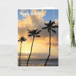 Mooie Maui Sunset en Palm Trees Birthday Kaart