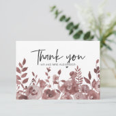 Mooie Mauve Aquarel Bloemen Bedankkaart (Staand voorkant)