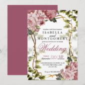 Mooie Mauve Floral bruiloft Kaart (Voorkant / Achterkant)