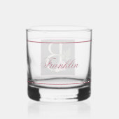 Mooie Mauve Floral Versierd Zwart Monogram B Whisky Glas (Achterkant)