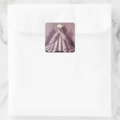 Mooie mauve jurk vierkante sticker (Tas)