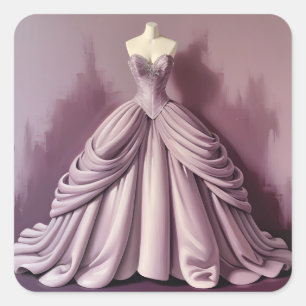 Mooie mauve jurk vierkante sticker