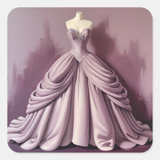 Mooie mauve jurk vierkante sticker (Voorkant)