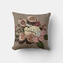 Mooie Mauve roze bloemmolen op Roos gouden glitter Kussen