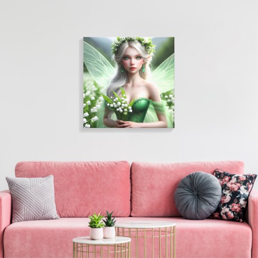 Mooie May Fairy in Lelies van de Vallei Canvas Afdruk (Insitu (Woonkamer))