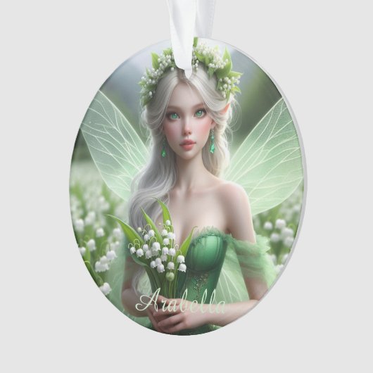 Mooie May Fairy in Lelies van de Vallei Ornament (voorkant)