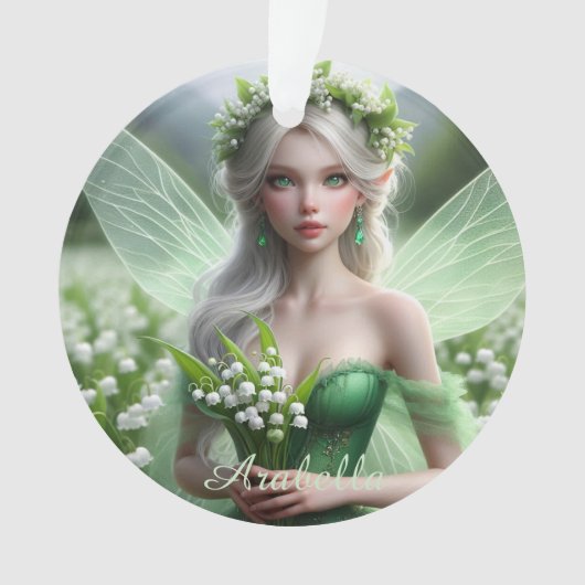 Mooie May Fairy in Lelies van de Vallei Ornament (voorkant)