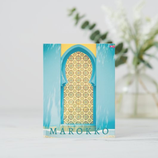Mooie Medina Marokko Deur in Marrakech Briefkaart (Staand voorkant)