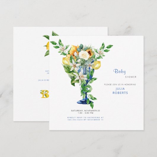 Mooie mediterrane Baby shower van Floral Kaart (Voorkant / Achterkant)