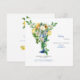 Mooie mediterrane Floral Baby shower Matte Kaart