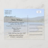 mooie meer, blauwe hemel, met bomen afgestudeerde  uitnodiging briefkaart (Achterkant)