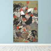 Mooie Meerkleurige Haan Canvas Afdruk (Insitu (Houten vloer))