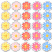 Mooie Meerkleurige Hart Bloemenset Sticker (Voorkant)