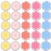 Mooie Meerkleurige Hart Bloemenset Sticker (Voorkant)