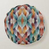 Mooie meerkleurige ijskristalveren rond kussen (Achterkant)