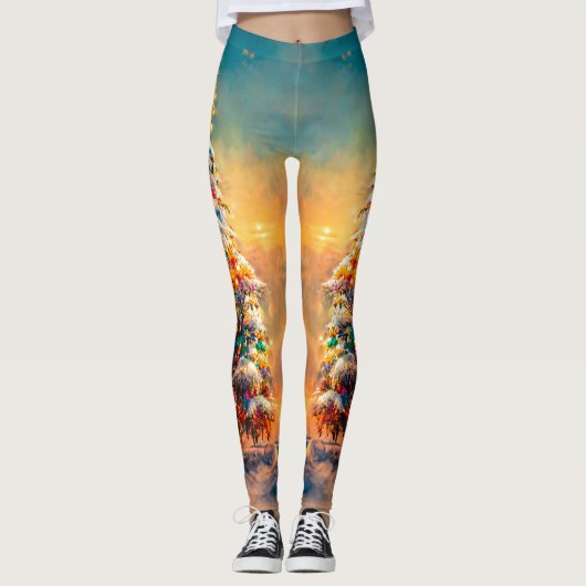 Mooie meerkleurige kerstboomLeggings Leggings (Voorkant)