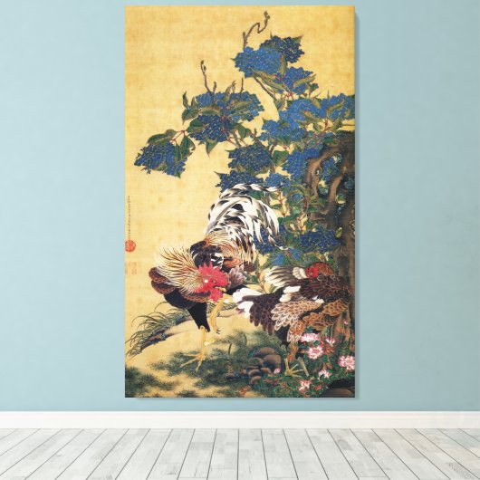 Mooie, meerkleurige roest en hoen canvas afdruk (Insitu (Houten vloer))