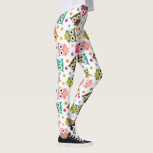 Mooie meerkleurige uilpatroon leggings