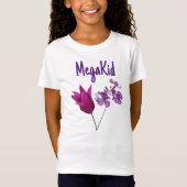Mooie Mega Kind  roze tulp paarse bloemen T-shirt (Voorkant)