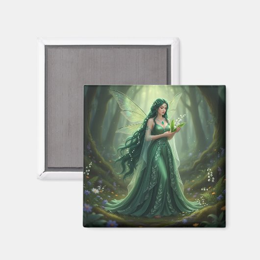 Mooie mei Emerald Fairy Magneet (Voorkant / Achterkant)