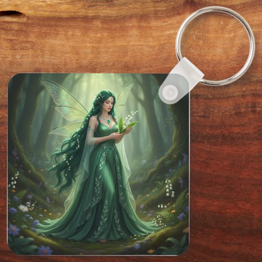Mooie mei Emerald Fairy Sleutelhanger (Achterkant)