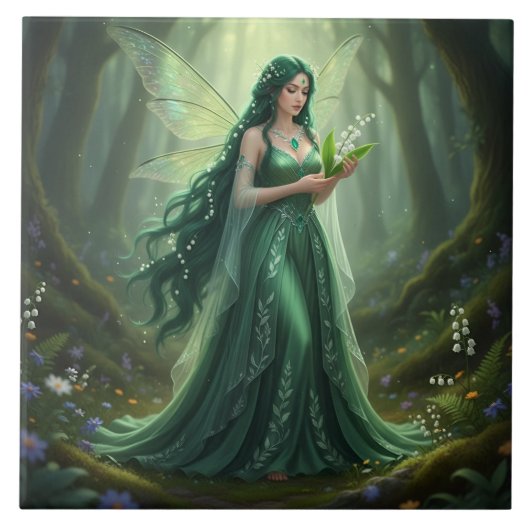 Mooie mei Emerald Fairy Tegeltje (Voorkant)