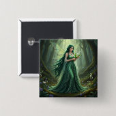 Mooie mei Emerald Fairy Vierkante Button 5,1 Cm (Voorkant /achterkant)