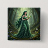 Mooie mei Emerald Fairy Vierkante Button 5,1 Cm (Voorkant)