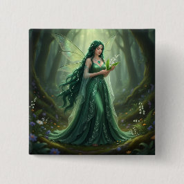 Mooie mei Emerald Fairy Vierkante Button 5,1 Cm