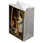 Mooie meid die haar Dog-cadeautas leest Medium Cadeauzakje (Voorkant Gekanteld)
