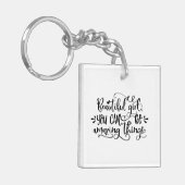 Mooie meid die je kunt verbijsterd meiden sleutelhanger (Voorkant Links)