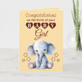 Mooie meid gefeliciteerd olifant perzik kaart (Voorkant)
